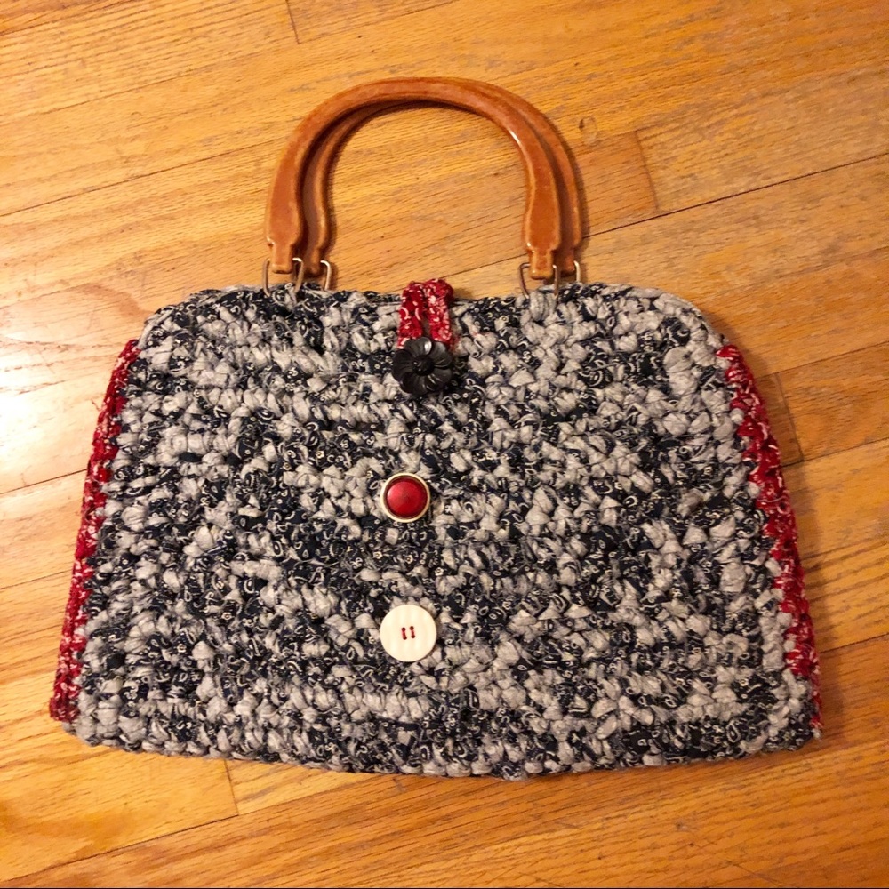 Denim Bandana Top Handle Bag